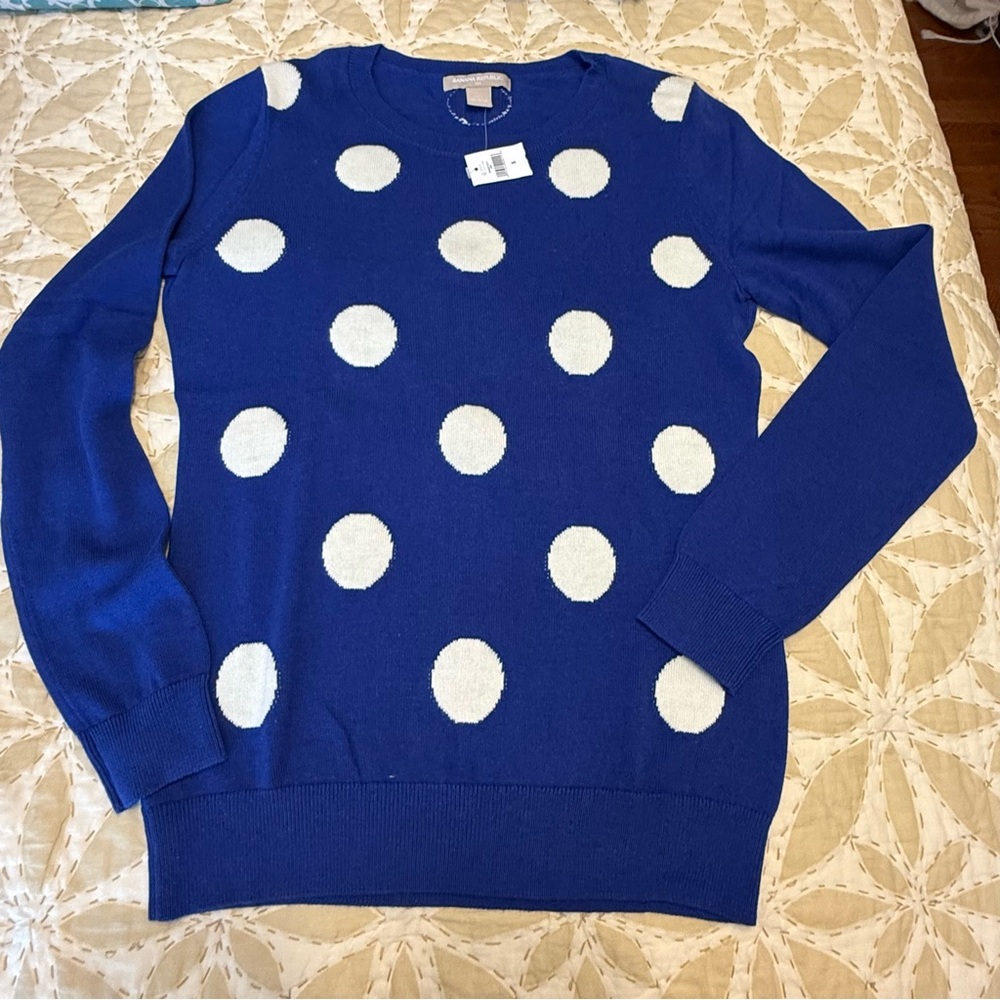Banana Republic Blue White Polka Dot Sweater S